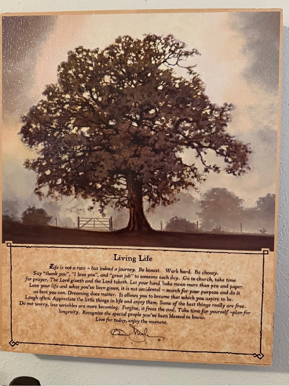 Living Life Inspirational Tree Wall Plaque Rustic Farmhouse Decor 20x16